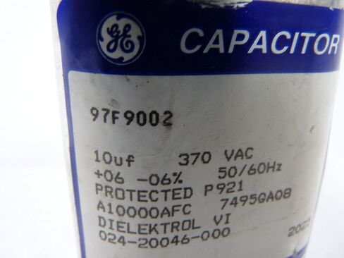 جنرال إلكتريك Z97F9002 / 97F9002 مكثف تشغيل بيضاوي 10 فائق التوهج 370VAC 6٪ in Saudi Arabia