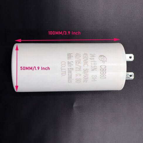 LIZAPUS CBB60 MKP SH 24uF 450V 25/70/21 IEC60252 E183428 Generator Capacitor for Brushless Generators AVR UL Listed White in Saudi Arabia