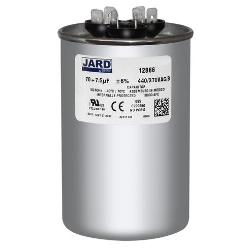 Dual Run Capacitor 70/7.5 mfd 370 V 440 V VAC Volt 70+7.5 uf AC Electric Motor HVAC in Saudi Arabia