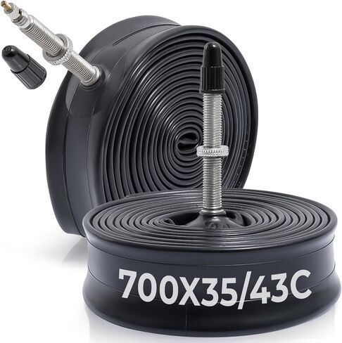 قطعتان من أنابيب الدراجة الفاخرة 700x35C/38C/40C/43C، متوافقة مع إطارات الدراجة 700x35C إلى 700x43C، مع صمام بريستا FV48mm، مطاط البوتيل، تستخدم لدراجات الجبال والطراد والمدينة والطرق in Kuwait