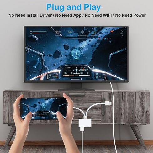 [معتمد من MFi] محول USB-C وLightning إلى HDMI لأجهزة iPhone، وشاشة مزامنة 4K@60 هرتز من Apple إلى محول AV الرقمي مع منفذ شحن 100 واط لجهاز iPhone 17/16/15/iPad/MacBook إلى HDTV/جهاز العرض/الشاشة in Kuwait