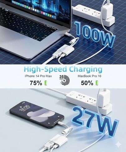 [معتمد من MFi] محول USB-C وLightning إلى HDMI لأجهزة iPhone، وشاشة مزامنة 4K@60 هرتز من Apple إلى محول AV الرقمي مع منفذ شحن 100 واط لجهاز iPhone 17/16/15/iPad/MacBook إلى HDTV/جهاز العرض/الشاشة in Kuwait
