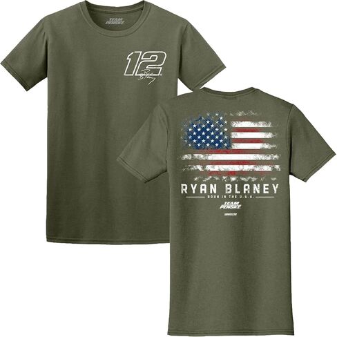 Checkered Flag Sports Ryan Blaney 2026 Born in The USA Military Green #12 T-Shirt (US, Alpha, X-Large, Regular, Regular) in Saudi Arabia