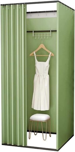Removable Square Privacy Screen Partition DIY Dressing RoomWith Blackout CurtainSuitable for Clothing Stores Dressing Room(Light Green,85x85x200cm) in Saudi Arabia
