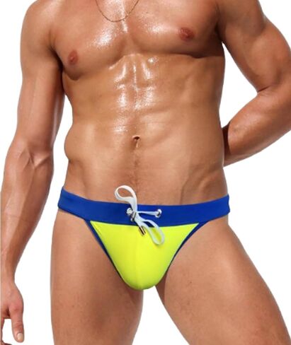 xxxiticat Men's Swim Brief Low Rise Swimwear Contrast Color Drawstring Bikini Briefs Trunk Beach Swimsuit Sexy Underwear in Saudi Arabia