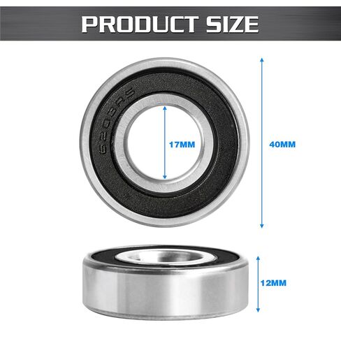 BBMB 2Pcs 6203-RS Double Rubber Seal Deep Groove Ball, P5 High-Precision and Strong Torque Performance, 17x40x12mm Chrome Steel Bearings in Kuwait