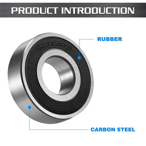 BBMB 2Pcs 6203-RS Double Rubber Seal Deep Groove Ball, P5 High-Precision and Strong Torque Performance, 17x40x12mm Chrome Steel Bearings in Kuwait