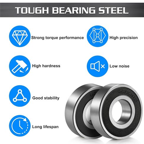 BBMB 2Pcs 6203-RS Double Rubber Seal Deep Groove Ball, P5 High-Precision and Strong Torque Performance, 17x40x12mm Chrome Steel Bearings in Kuwait