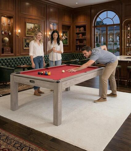 7 FT Pool Table, Complete Set with 2 Cues, 16 Balls, 2 Chalks, Triangle, Brush, Adult Game Billiard Table for Home Game Room Party, Professional Black Cloth, Rustic Grey Finish, 84 L x 46 W x 32 H in Saudi Arabia