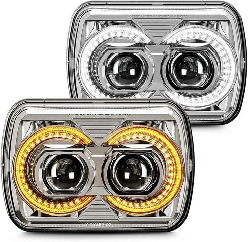DOT 180W 5x7 مصابيح أمامية LED 7x6 H6054 مصباح أمامي متوافق مع جيب رانجلر YJ شيروكي XJ برايت DRL إشارة الانعطاف عالية/منخفضة الشعاع فورد تشيفي جي إم سي تويوتا نيسان دودج شاحنة فان إلخ أسود in Kuwait