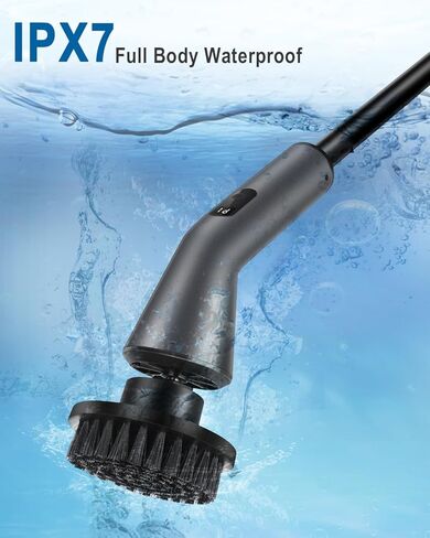Electric Spin Scrubber -[Upgraded Version] [IPX7 Waterproof] Bathroom Scrubber Electric with 7 Brush Heads, 2 Speed, 400 RPM Power Scrubber with Detachable Long Handle for Bathroom, Home in Saudi Arabia
