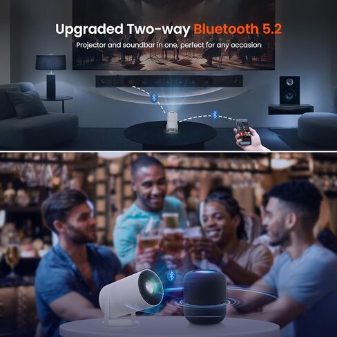 [Two-Way Bluetooth 5.2] Mini Portable Projector 1080P HD Multi-Angle Projection, Tecaki Smart Projector with 180°Rotatable Mount Auto Keystone Correction Long Lens Life (White2) in Saudi Arabia