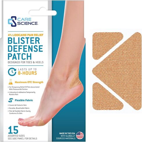 Care Science 4% Lidocaine Blister Patch, 15ct | Numbs, Cushions & Protects Blisters for Foot, Heel and Toe in Saudi Arabia