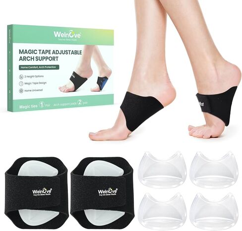 Arch Support Inserts for Men & Women - Welnove 6mm & 10mm Adjustable Heights Arch Pads - Non-Slip Arch Braces Bands for Plantar Fasciitis Relief - Gel Insole Pad for Flat Feet, High & Fallen Archs in Saudi Arabia