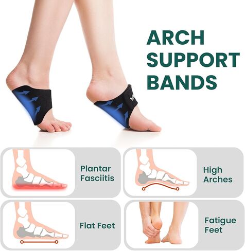Arch Support Inserts for Men & Women - Welnove 6mm & 10mm Adjustable Heights Arch Pads - Non-Slip Arch Braces Bands for Plantar Fasciitis Relief - Gel Insole Pad for Flat Feet, High & Fallen Archs in Saudi Arabia