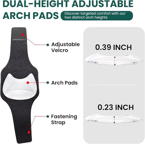 Arch Support Inserts for Men & Women - Welnove 6mm & 10mm Adjustable Heights Arch Pads - Non-Slip Arch Braces Bands for Plantar Fasciitis Relief - Gel Insole Pad for Flat Feet, High & Fallen Archs in Saudi Arabia