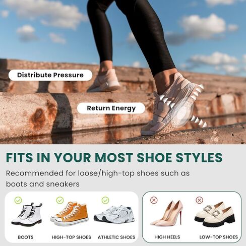 Arch Support Inserts for Men & Women - Welnove 6mm & 10mm Adjustable Heights Arch Pads - Non-Slip Arch Braces Bands for Plantar Fasciitis Relief - Gel Insole Pad for Flat Feet, High & Fallen Archs in Saudi Arabia