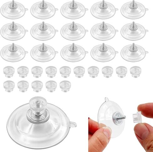 Daily Treasures 15pcs 45mm Screw in Suction Cups,Strong Suction Cups with Nuts,Small Suction Pads with Ear,Reusable Sucker,Clear Suction Cups for Glass Mirror Camping Caravan Decor in Saudi Arabia