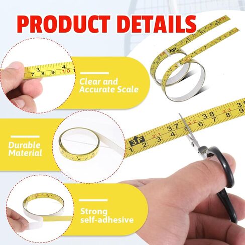 2 Pcs Steel Self-Adhesive Measuring Tape, Imperial & Metric Tape Measure Sticker Ruler Left to Right and Right to Left Stick on Tapes Measures 1/2 Inch Peel Stick Tapes Measure for Saw Drafting 39Inch in Saudi Arabia