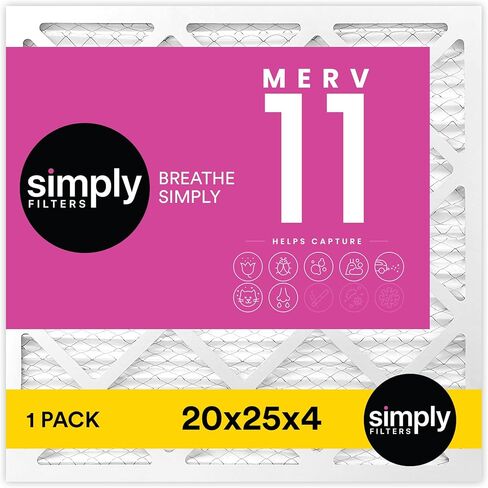 فلتر هواء ببساطة 20x25x4، MERV 8، عبوة واحدة، فلتر هواء للفرن لنظام التدفئة والتهوية وتكييف الهواء (الحجم الفعلي: 19.5 بوصة × 24.5 بوصة × 3.63 بوصة) للتحكم في الغبار والحيوانات الأليفة والحساسية in Kuwait