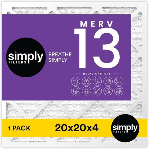 فلتر هواء ببساطة 20x25x4، MERV 8، عبوة واحدة، فلتر هواء للفرن لنظام التدفئة والتهوية وتكييف الهواء (الحجم الفعلي: 19.5 بوصة × 24.5 بوصة × 3.63 بوصة) للتحكم في الغبار والحيوانات الأليفة والحساسية in Saudi Arabia