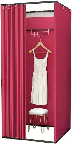 Removable Square Privacy Screen Partition DIY Dressing RoomWith Blackout CurtainSuitable for Clothing Stores Dressing Room(Rojo,100x100x200cm) in Saudi Arabia