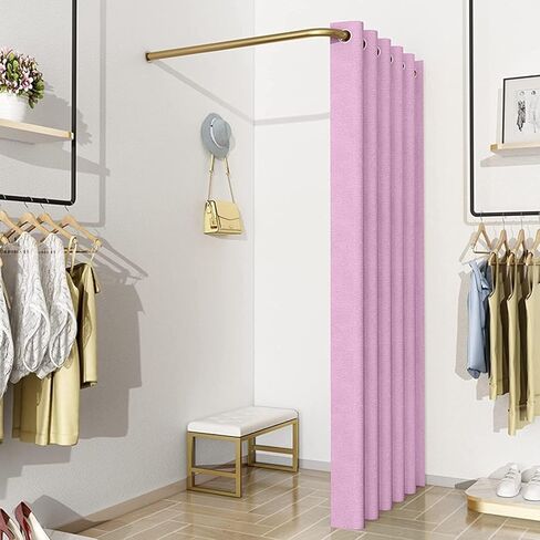 Wall-Mounted L-Shaped Dressing roomWith Roman Blind kit Space-savingPrivacy Fitting Room Easy to Instal Dressing Room(Pink,120x120x200cm) in Saudi Arabia