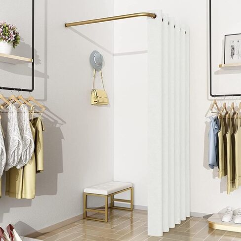 Wall-Mounted L-Shaped Dressing roomWith Roman Blind kit Space-savingPrivacy Fitting Room Easy to Instal Dressing Room(White,120x120x200cm) in Saudi Arabia