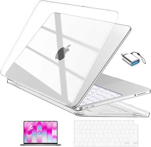 EooCoo for MacBook Neo Case 13 inch 2026 Model A3404 with A18 Pro Chip, Scratch Resistant Protective Hard Shell Case & Keyboard Cover & Screen Film & Type C, Crystal Clear in Saudi Arabia