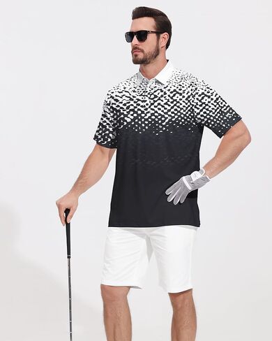 Mens Golf Polo Shirts Short Sleeve Moisture Wicking Dry Fit Performance Stretch Collared Golf Shirt for Men in Saudi Arabia