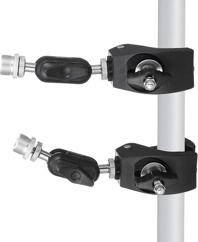 Mic Holder, Mic Crab Clamp Microphone Mount with Double Ball Head Adjustment 1/4" to 5/8" Thread Microphone Holder for Mic-Stand Desktop Shelf Drum in Saudi Arabia