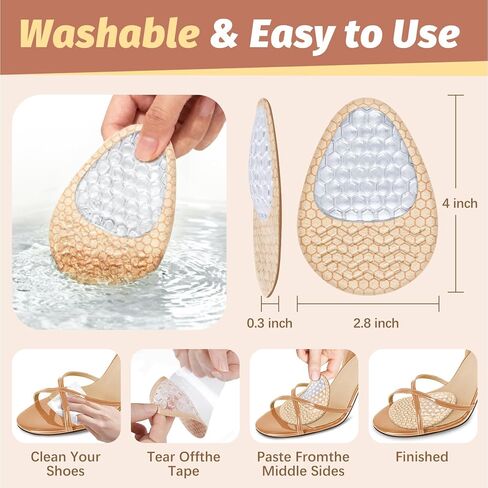Metatarsal Pads for Women: Ball of Foot Cushions(2 Pairs) - Heel Inserts for Women - Anti Slip High Heel Comfort Pads All Day Pain Relief - One Size Fits Shoe Inserts in Saudi Arabia