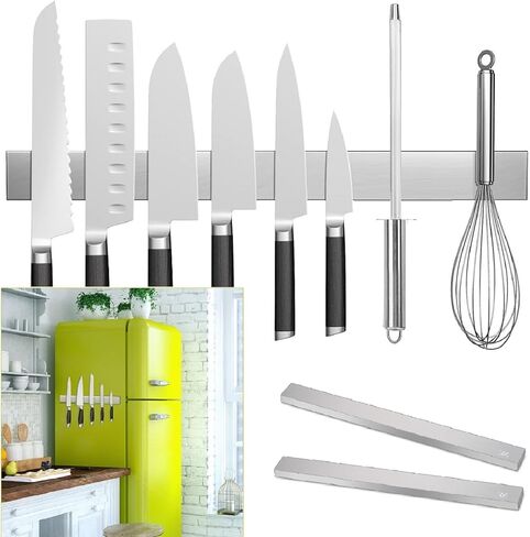 2 PCS Knife Magnetic Strip no Drilling (Refrigerator Applicable), 17 inch Magnetic Knife Holder for Wall, Premium Stainless Steel Magnetic Knife Bar, Used as Tool Holder, Knife Rack, and More in Saudi Arabia