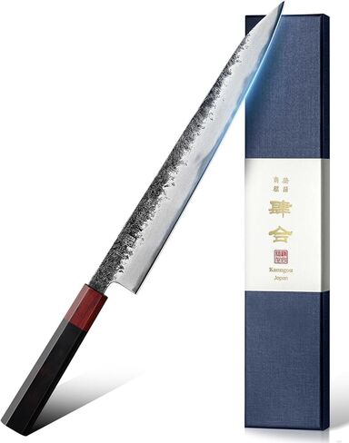 kanngou Sushi Knife 27cm Japanese Carving Knife, AUS-8 Steel Sujihiki Sashimi Knives for Fish Filleting and Meat Slicing, Double Edge Yanagiba Knives with Premium Gift Box in Saudi Arabia
