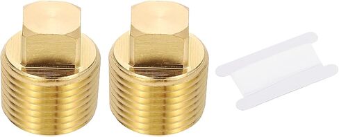 patikil 3/8 "npt الذكور النحاس مربع تركيبات التوصيل مجموعة، 2pcs موضوع محفور مربع رئيس الأنابيب والتجهيزات أنابيب نهاية غطاء الختم مع الشريط ptfe للقارب، قابس الصرف، الغاز، خط الوقود in Kuwait