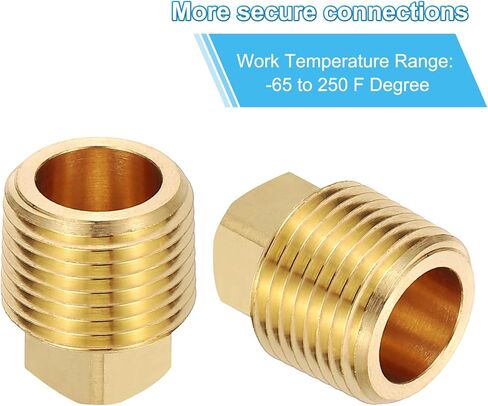 patikil 3/8 "npt الذكور النحاس مربع تركيبات التوصيل مجموعة، 2pcs موضوع محفور مربع رئيس الأنابيب والتجهيزات أنابيب نهاية غطاء الختم مع الشريط ptfe للقارب، قابس الصرف، الغاز، خط الوقود in Kuwait