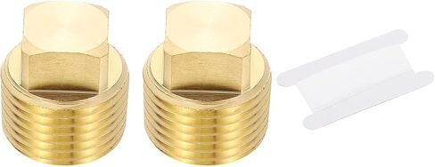 patikil 3/8 "npt الذكور النحاس مربع تركيبات التوصيل مجموعة، 2pcs موضوع محفور مربع رئيس الأنابيب والتجهيزات أنابيب نهاية غطاء الختم مع الشريط ptfe للقارب، قابس الصرف، الغاز، خط الوقود in Saudi Arabia
