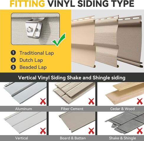 Cozcty Siding Hooks, 12 Pack Vinyl Siding Clips Hangers for Hanging Outdoor, Hold Up to 12 lbs, Aluminum No Hole Outdoor Wreath Hooks, Resuable Hanger Mount to Hang Holiday Decorations in Saudi Arabia