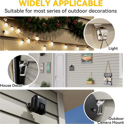 Cozcty Siding Hooks, 12 Pack Vinyl Siding Clips Hangers for Hanging Outdoor, Hold Up to 12 lbs, Aluminum No Hole Outdoor Wreath Hooks, Resuable Hanger Mount to Hang Holiday Decorations in Saudi Arabia