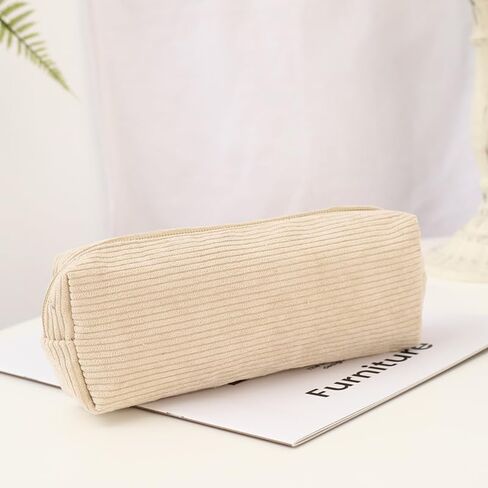 Shark Embroidery Corduroy Pencil Case, Cute Pen Bag with Zipper, Soft Stationery Organizer Pouch for School, Multi-Color Pouch in Saudi Arabia