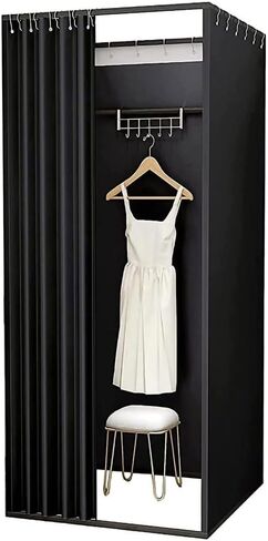 Removable Square Privacy Screen Partition DIY Dressing RoomWith Blackout CurtainSuitable for Clothing Stores Dressing Room(Black,100x100x200cm) in Saudi Arabia