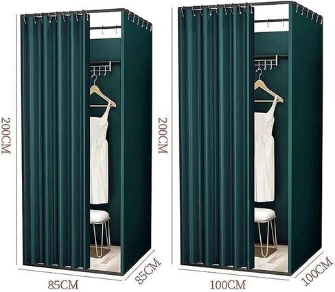 Removable Square Privacy Screen Partition DIY Dressing RoomWith Blackout CurtainSuitable for Clothing Stores Dressing Room(Black,100x100x200cm) in Saudi Arabia