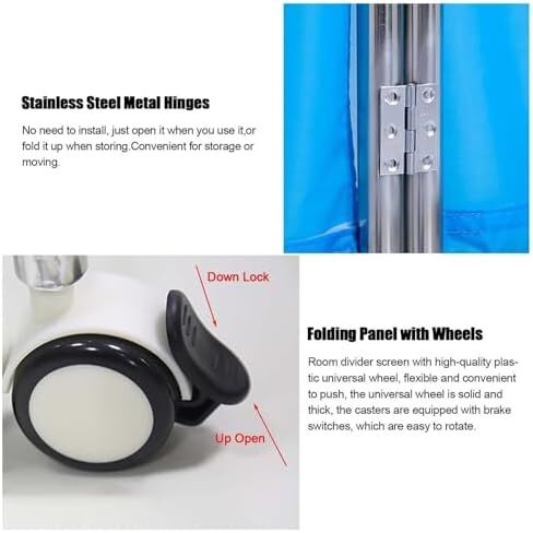 6ft Tall Rolling 4-Panel Medical Privacy Screen on Wheels - Portable Foldable Room Divider for Clinics, Hospitals, and Home Use - Space-Saving Privacy Solution in Saudi Arabia