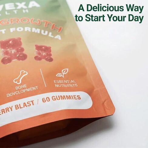Novexa Growth Gummies, Novexa Health 5 in 1 Growth Gummies, with Vitamin D3 & K2, Non-GMO Formula, Strawberry Flavor, 60 Count (1PCS) (1PCS) in Saudi Arabia