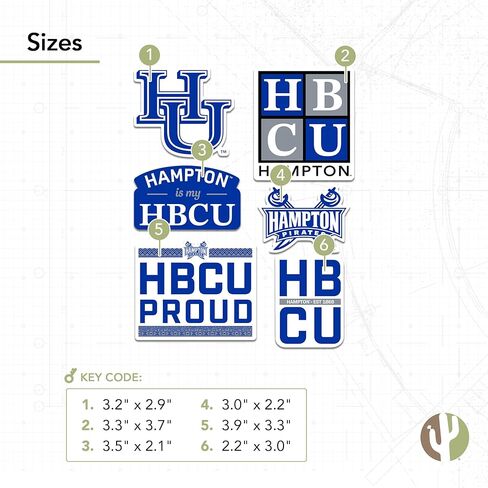 Desert Cactus Hampton University Sticker Virginia Pirates Sticker Vinyl Decals Laptop Water Bottle Car Scrapbook (T2 HBCU-A) in Saudi Arabia