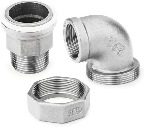 TAISHER 2PCS 304 Stainless Steel 90 Degree Elbow Union, 3/4" NPT Female x 3/4" NPT Male Cast Pipe Fitting in Saudi Arabia