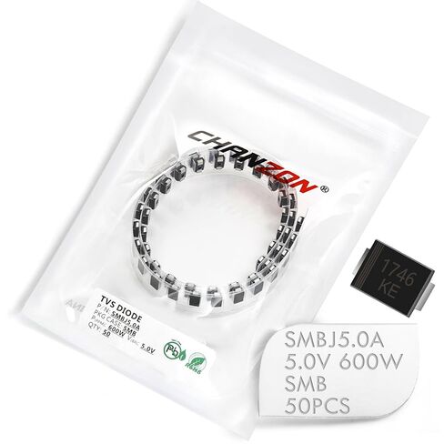 (عبوة من 50 قطعة) ثنائيات Chanzon SMD TVS SMBJ5.0A SMBJ5.0 600W 5V SMB (DO-214AA) قناة أحادية الاتجاه 600 وات 5 فولت in Saudi Arabia