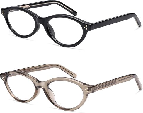 AMOMOMA Retro Oval Reading Glasses for Women Blue Light Blocking Cat Eye Stylish Readers Spring Hinge AM6227 in Saudi Arabia