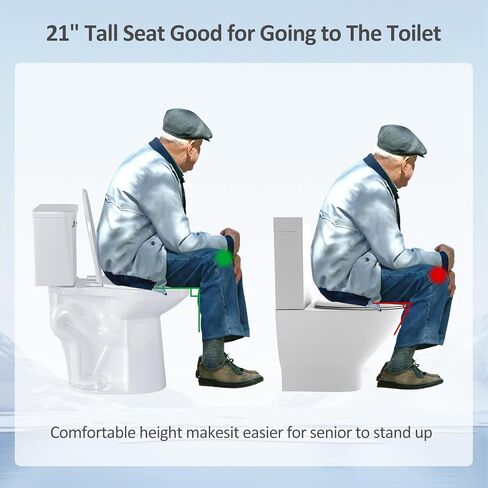 Simple Projet Tall Toilets for Seniors 21 inch Extra High Toilets, Comfort Bowl Heigh 21", Seat Height 22", Two-Piece Toilet 1.28GPF Powerful, 12 Inch Rough-in, White Color, for Bathroom in Saudi Arabia