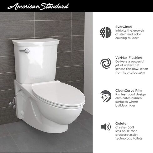 American Standard 2882107.020 Glenwall VorMax مرحاض طويل معلق على الحائط مع رافعة رحلة اليد اليسرى، 1.28 gpf، أبيض in Kuwait
